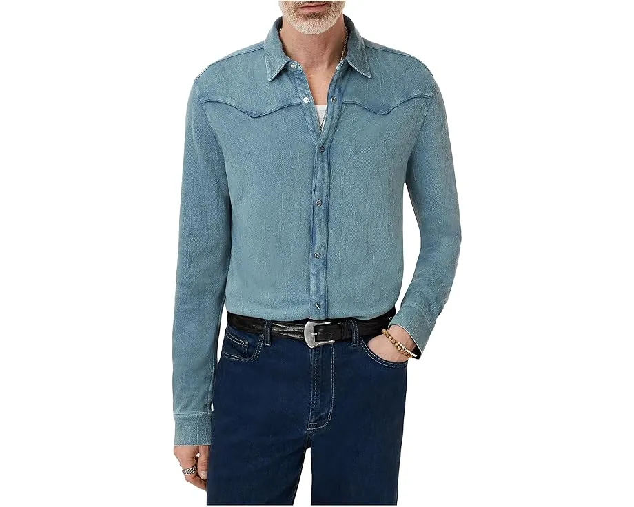 Ковбойская рубашка John Varvatos Miner Western с классическим кроем и контрастной окантовкой