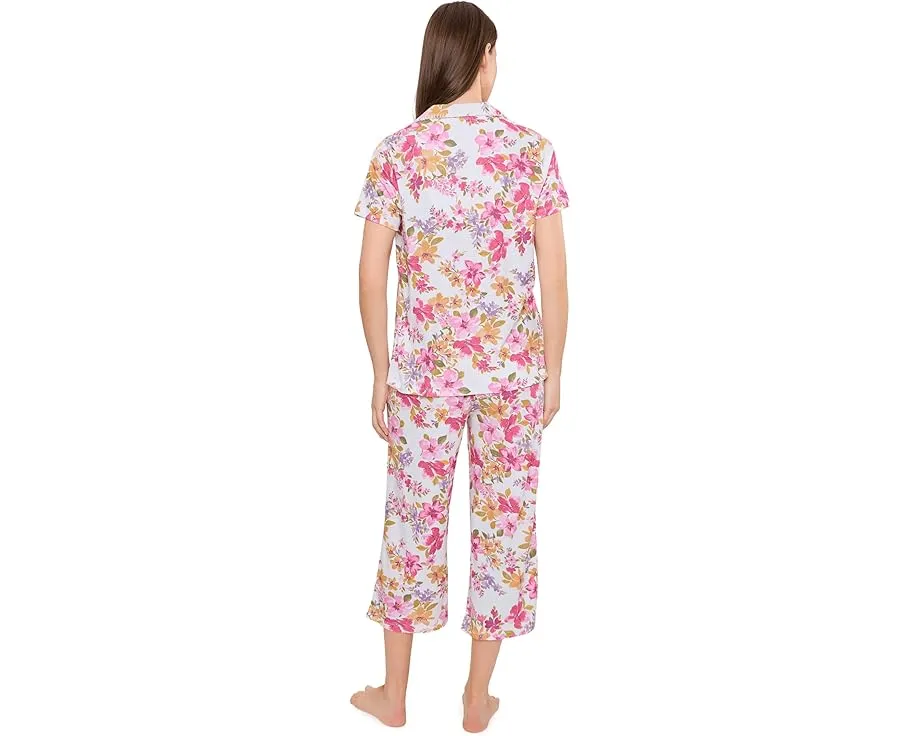 Short Sleeve Notch Top & Capri Pajama Set