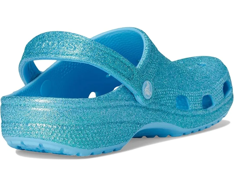 Кроксы Classic Clog с блестками и регулируемым ремешком