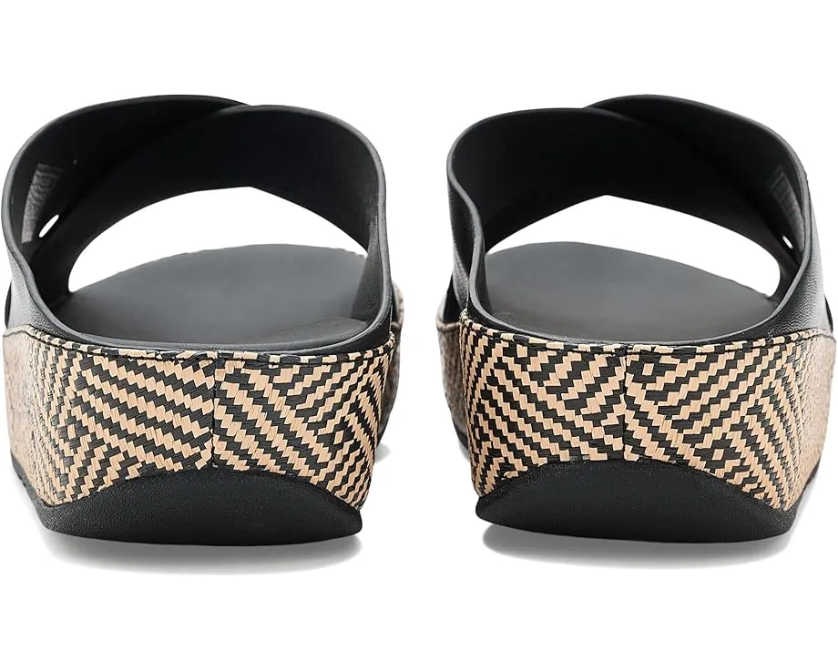 Сандалии Lulu Lux Cross Slides с переплетением из кожи и платформой от FitFlop