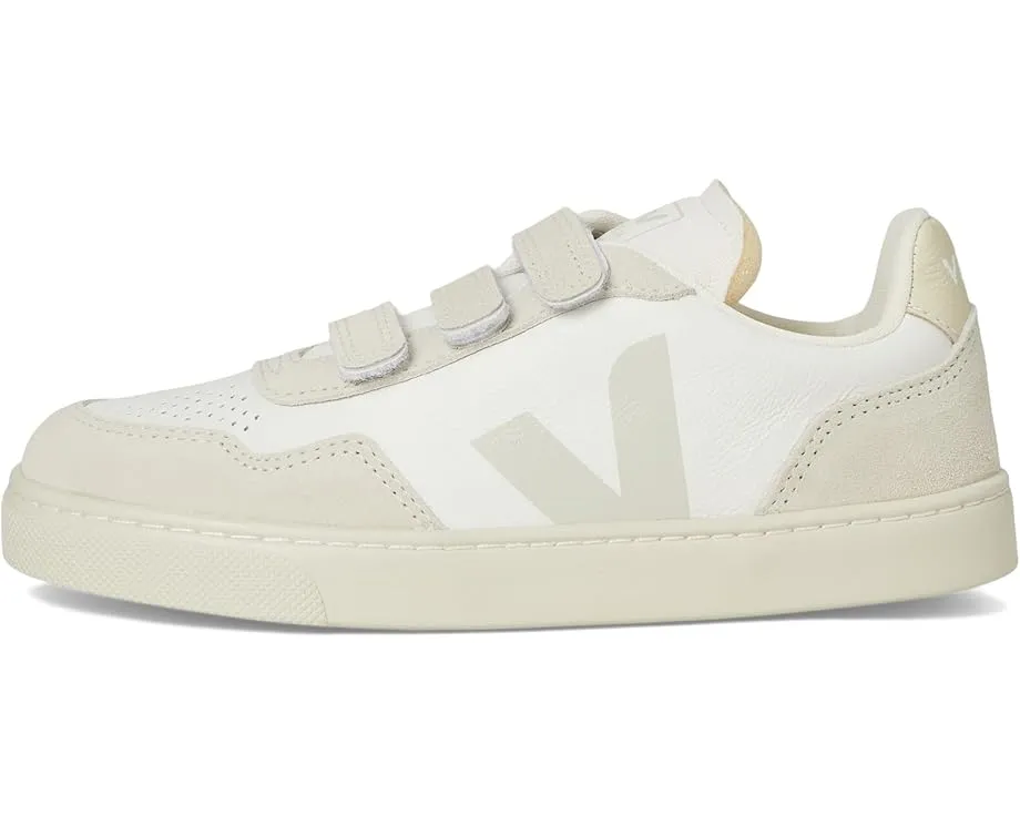 Детские кроссовки VEJA Small V-90 из кожи с застежкой на липучках