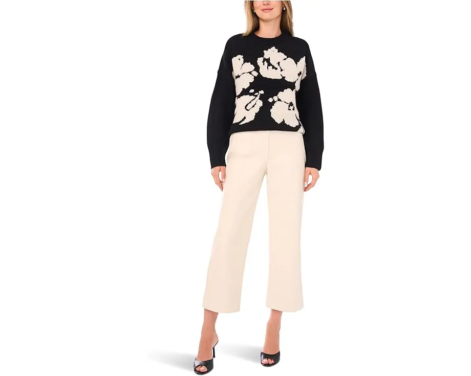 Свитер с круглым вырезом и цветочным мотивом Vince Camuto