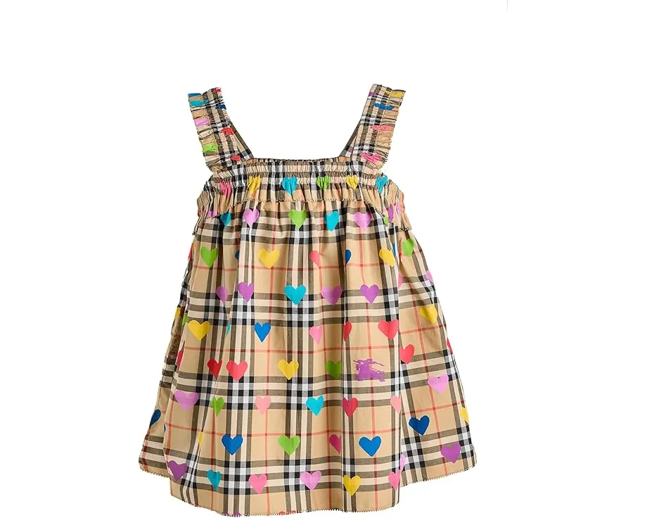 Блузка Gabi в клетку с сердечками от Burberry Kids для девочек