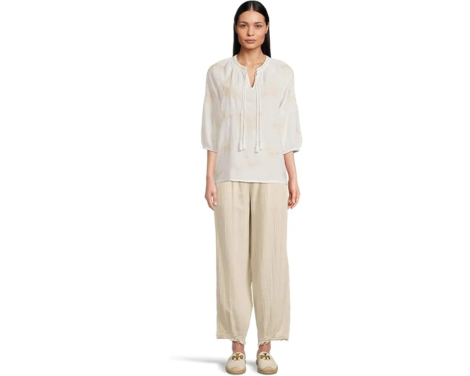 Блуза Johnny Was Koleen с вышивкой бабочек и объемными рукавами