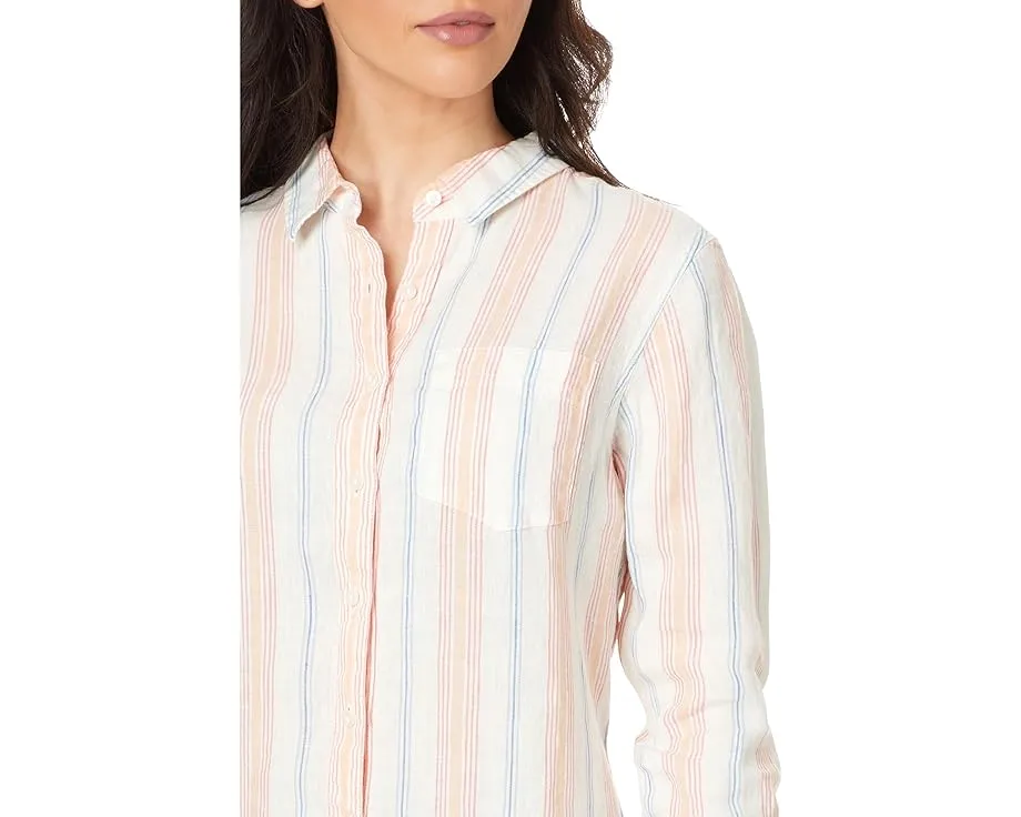 L.L.Bean Туника из стирального льна премиум-класса в полоску с воротником