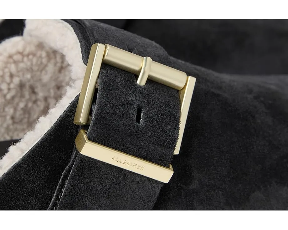 Замшевые мюли AllSaints Eris с квадратной пряжкой и овчиной