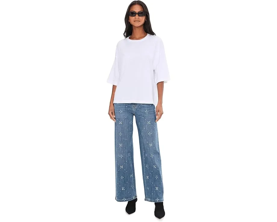 Широкие джинсы Liverpool Los Angeles Luxe Stride 76 см с кристаллами