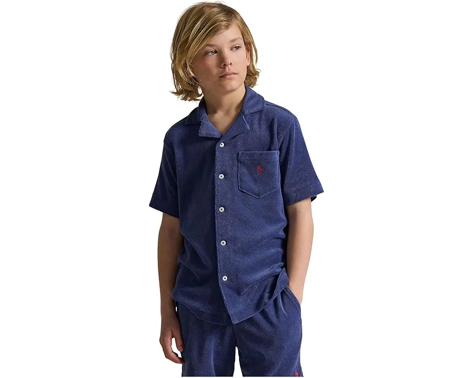Детская рубашка Terry Camp Shirt от Polo Ralph Lauren в синем цвете