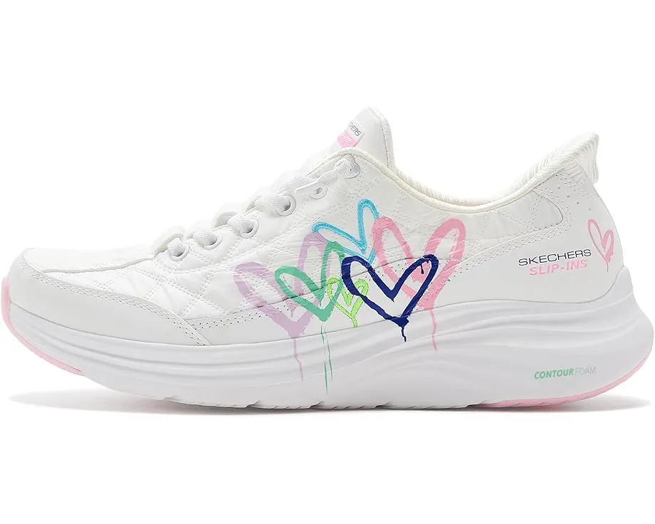 Skechers кеды Contour Foam Cozy Fit Timeless Heart Hands Free Slip-ins с сердечками