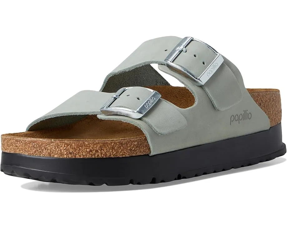 Сандалии Birkenstock Arizona Platform из нубука с пробково-латексной стелькой