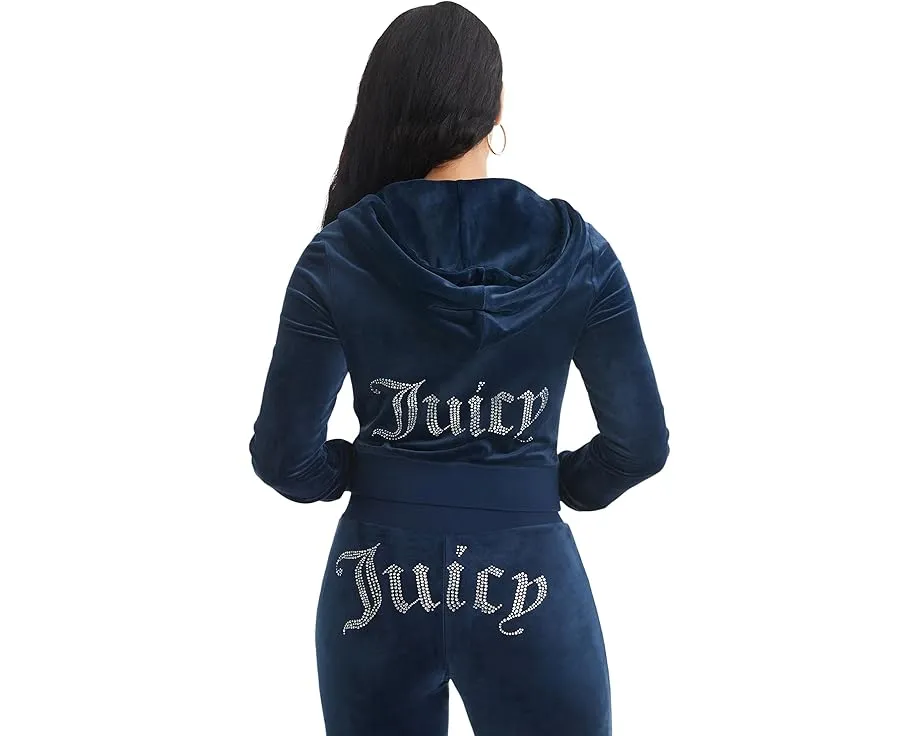 Кроп худи Juicy Couture с блестками и молнией спереди
