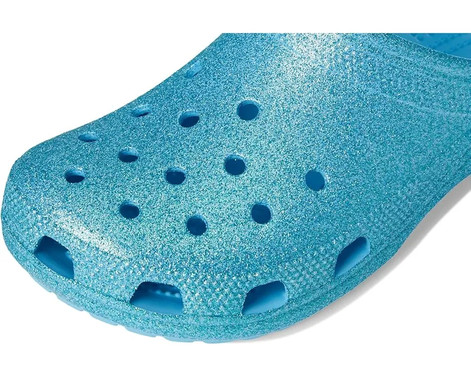 Кроксы Classic Clog с блестками и регулируемым ремешком