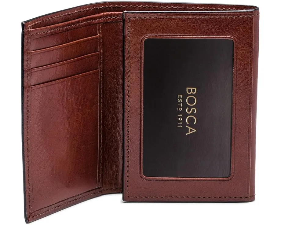 Кошелек тройного сложения Bosca из состаренной кожи с шестью карманами