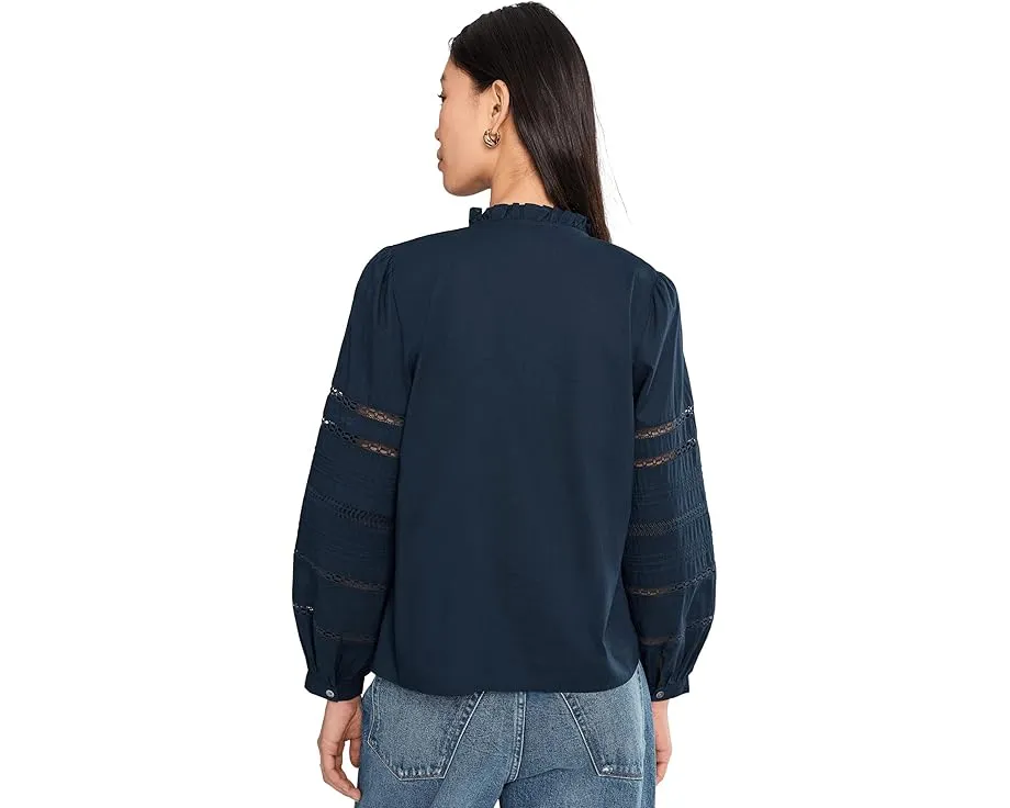 Блуза Madewell с высоким воротником и вставками из кружева