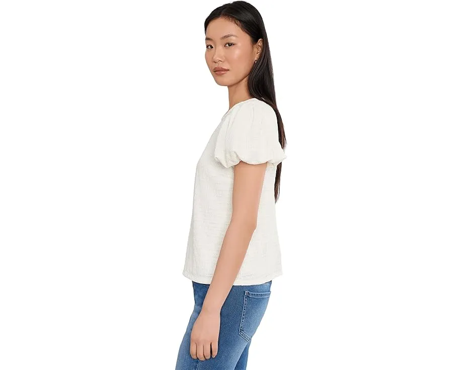 Топ CeCe с объемным рукавом пузырьком из фактурного трикотажа