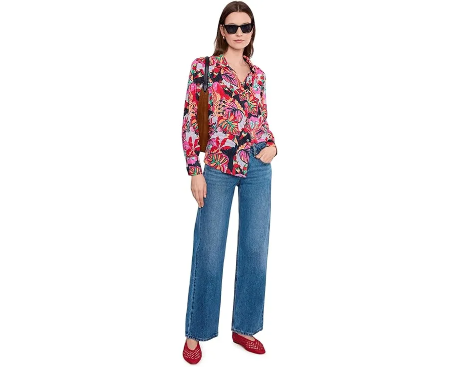 Блуза Kauai Garden Cotton Crinkle от NIC+ZOE с принтом и завязкой