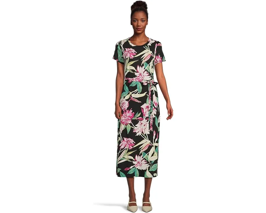 Платье миди Tommy Bahama Twilight Bloom с коротким рукавом и поясом на запах