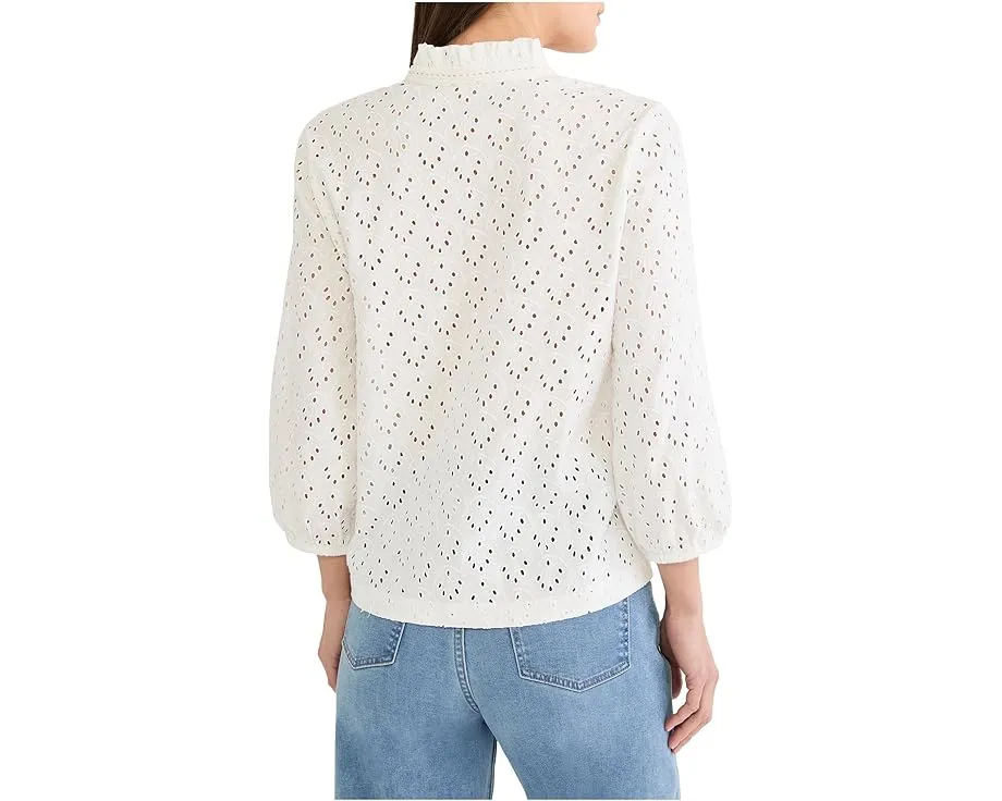 Топ NIC+ZOE Petite с воротником-рюшем и ажурной вязкой