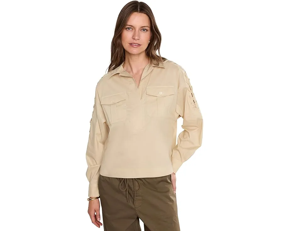 Укороченная рубашка Lauren Ralph Lauren с завязками и шнуровкой из смеси хлопка
