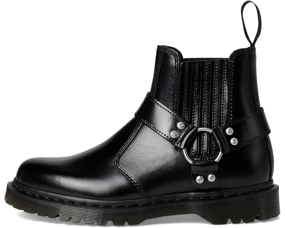 Chelsea ботинки Dr. Martens 2976 Harness из черной анилиновой кожи с декоративными шпильками