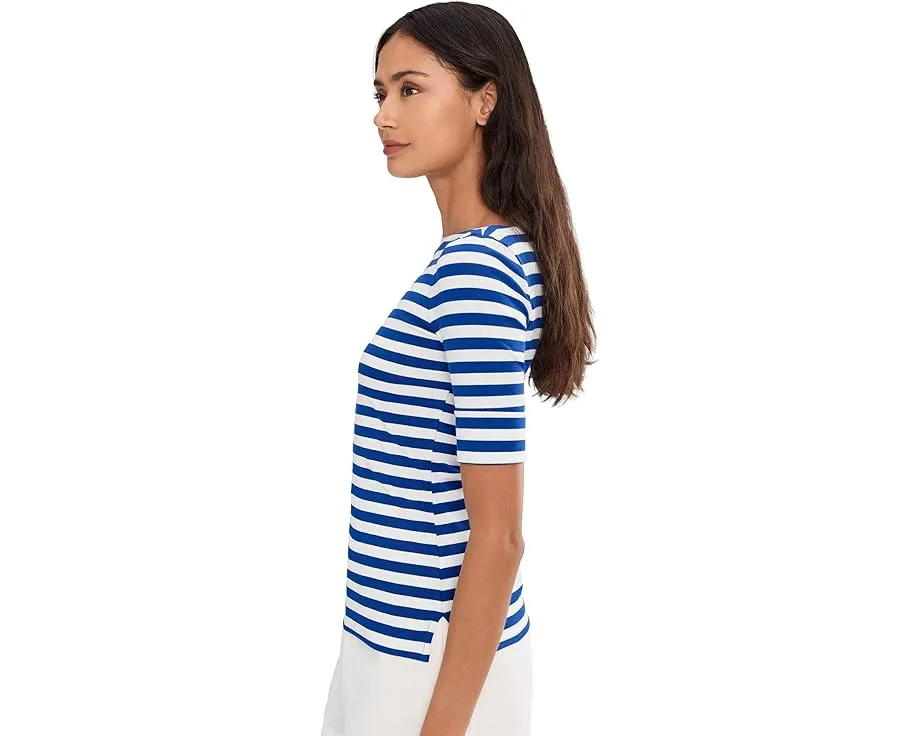 Футболка с вырезом лодочкой из стрейч-хлопка в полоску Lauren Ralph Lauren