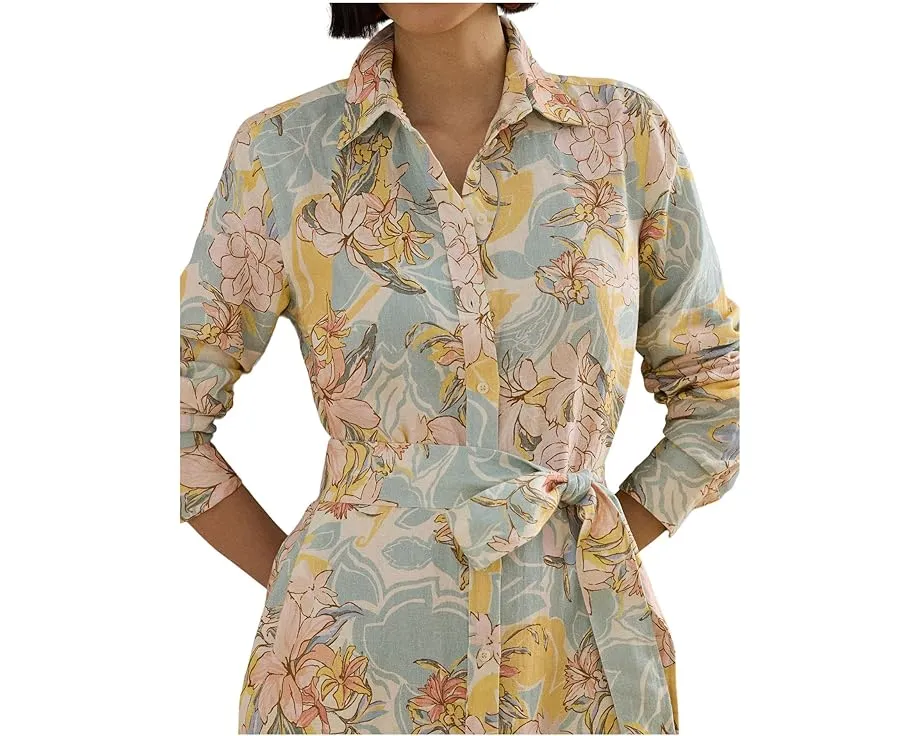 Платье-рубашка Floral Linen из льна с поясом Lauren Ralph Lauren