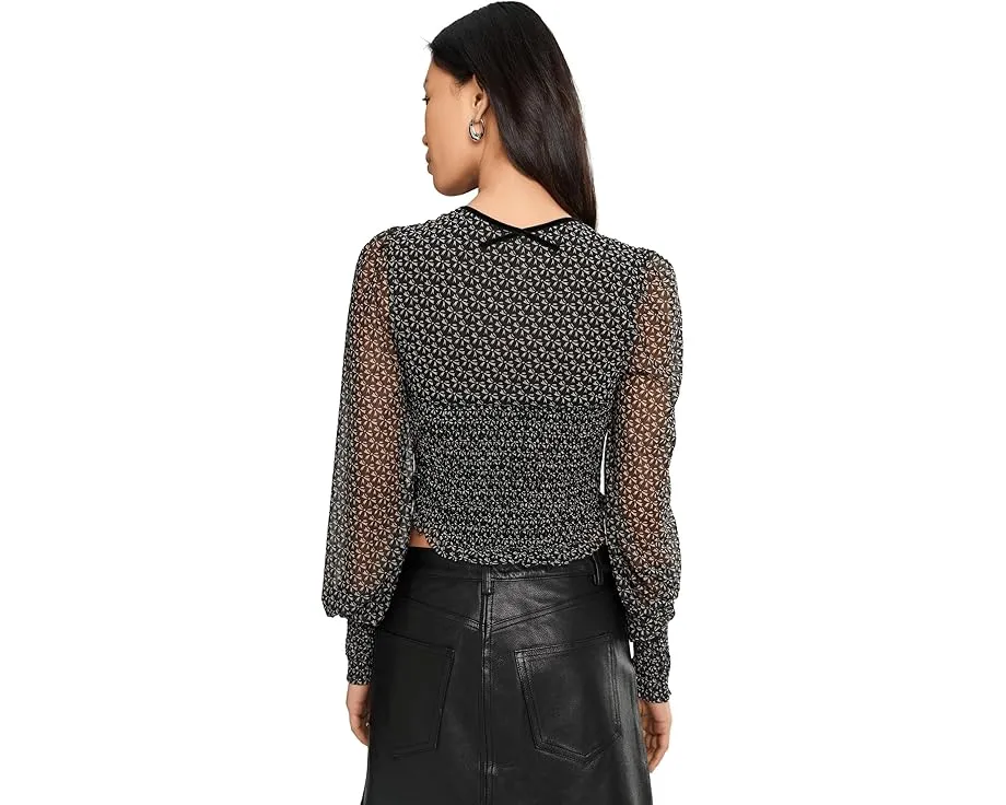 Топ Free People Dottie Knit Top с принтом и длинными рукавами