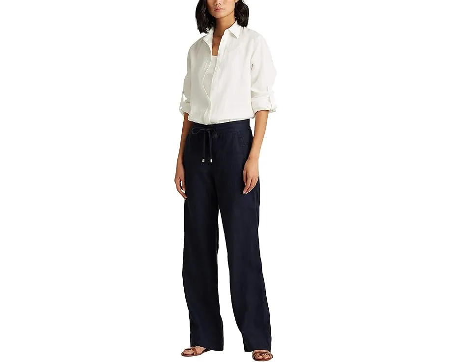 Широкие брюки из льна с эластичным поясом от Lauren Ralph Lauren