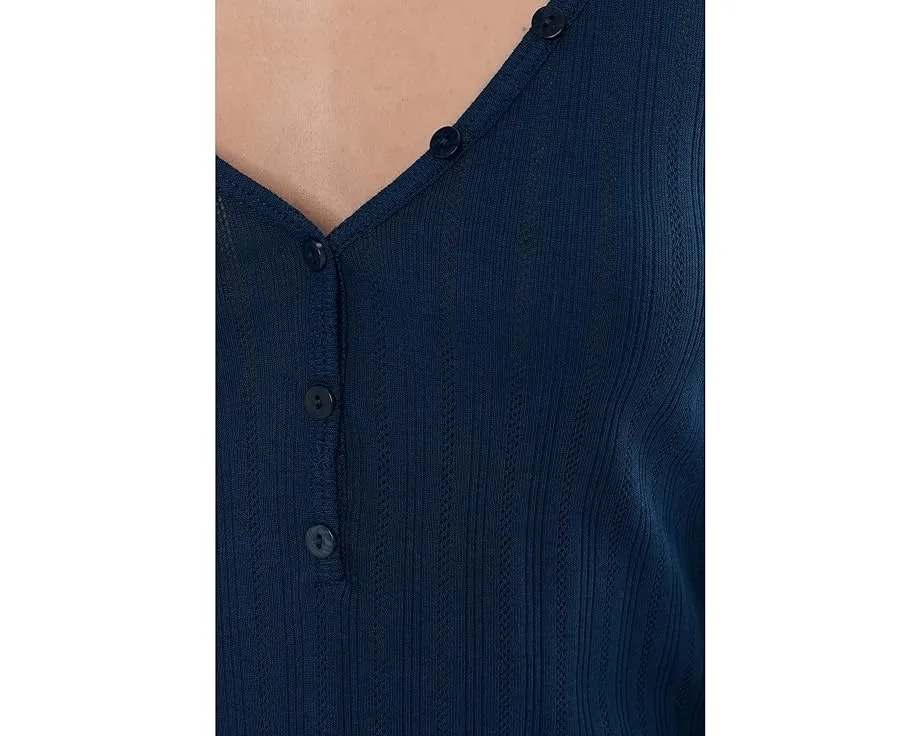 Хенли Eberjey Pointelle с V-образным вырезом и ажурной вязкой