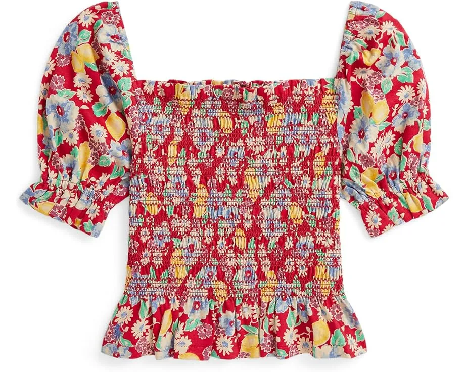 Детская блузка Polo Ralph Lauren Kids с цветочным принтом и сборками для старших детей