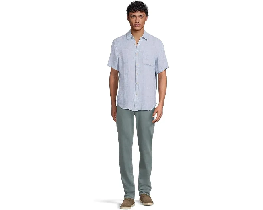Рубашка Faherty Short Sleeve Palma Linen Shirt из 100% льна с накладным карманом
