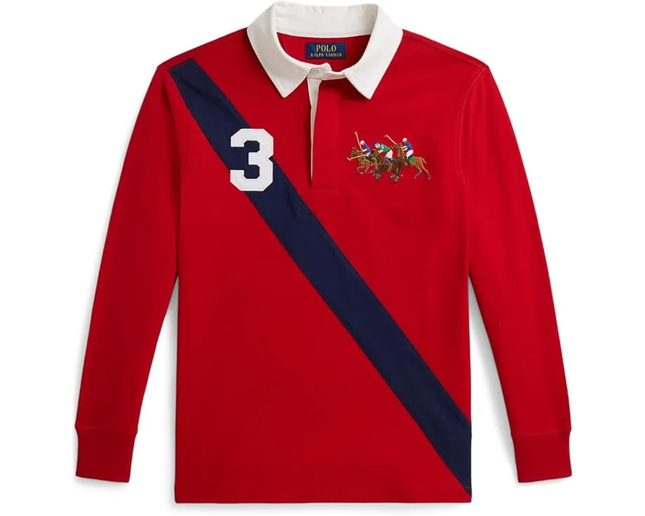 Рубашка-поло Polo Ralph Lauren Kids из хлопка с логотипом Triple-Pony и вентилируемым подолом