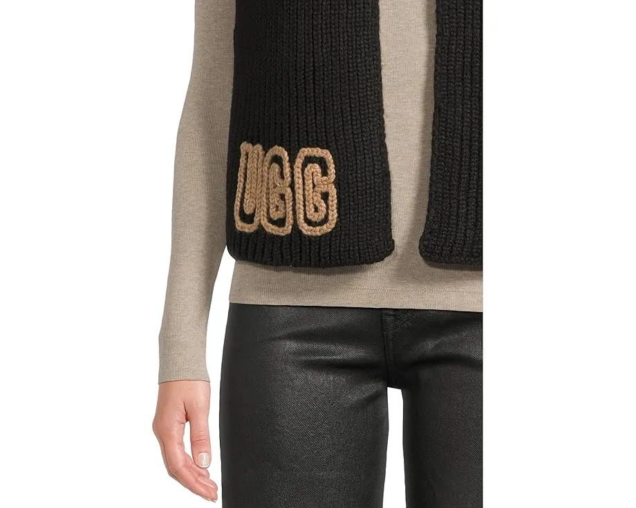 Шарф Crafted Chunky Rib Scarf с рельефной резинкой и вязаным логотипом UGG
