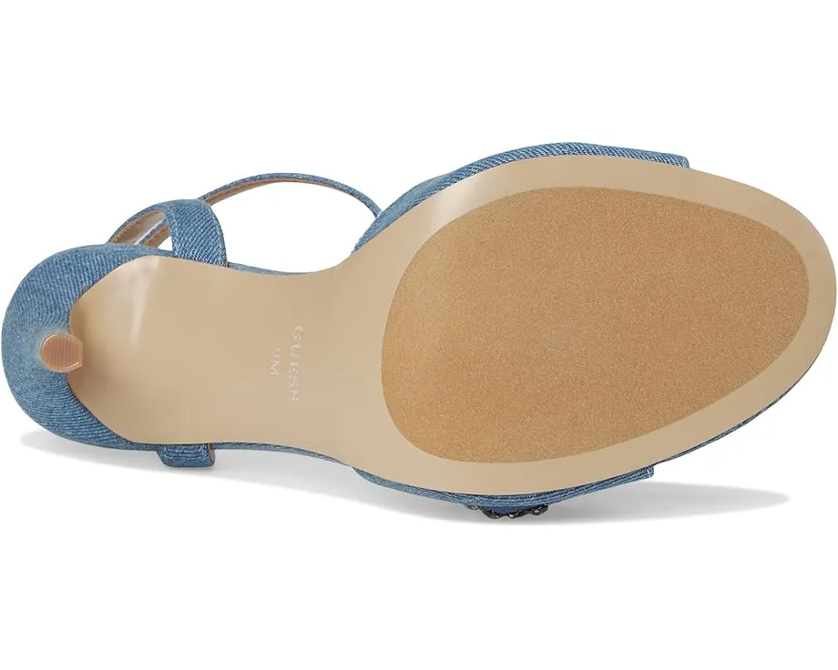 GUESS Вечерние сандалии Charmin с джинсовым верхом и стразами на каблуке-шпильке