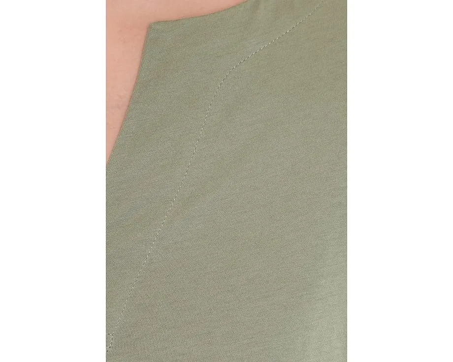 Топ Lilla P Side Slit Split Neck с V-образным вырезом и удлиненным подолом