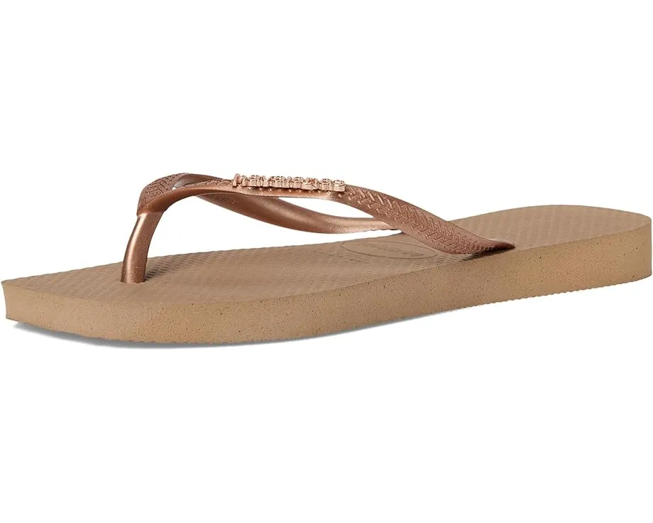 Havaianas шлепанцы Slim Square Logo Metallic с квадратным носком и тонкими бретелями