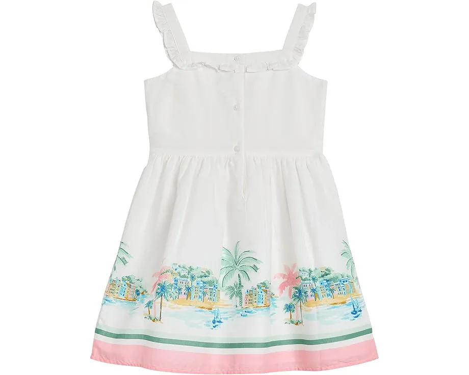 Платье Border Print Dress с рюшами и квадратным вырезом