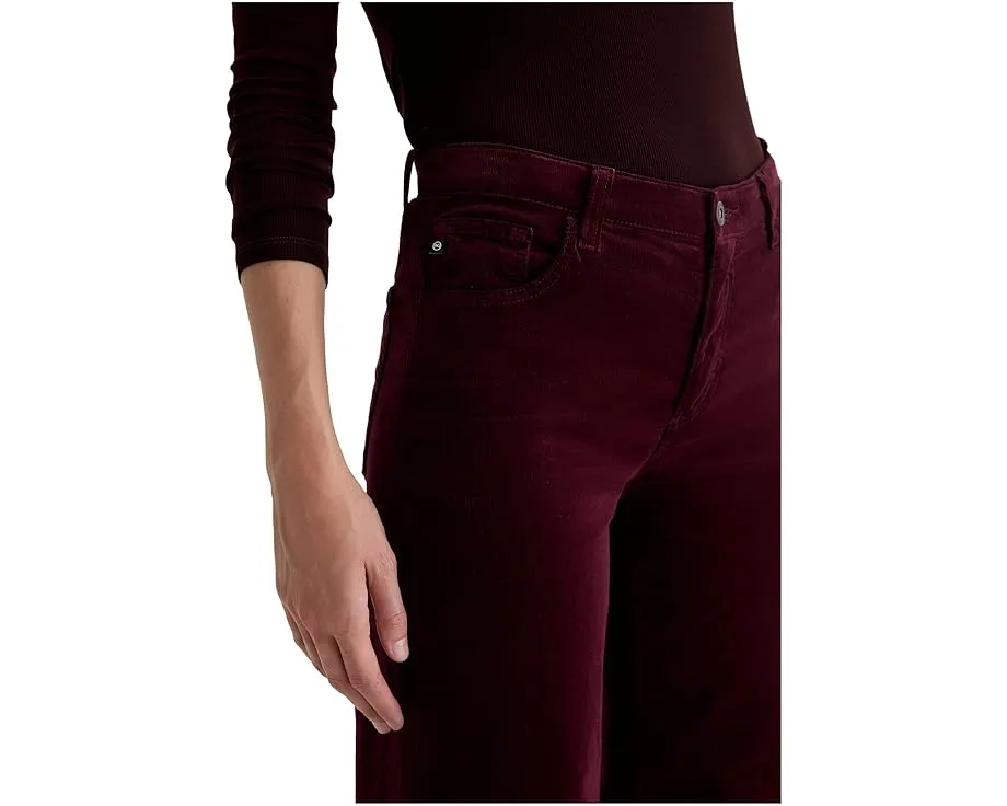 Джинсы AG Jeans Saige со средней посадкой и широкими укороченными штанинами в цвете Winery