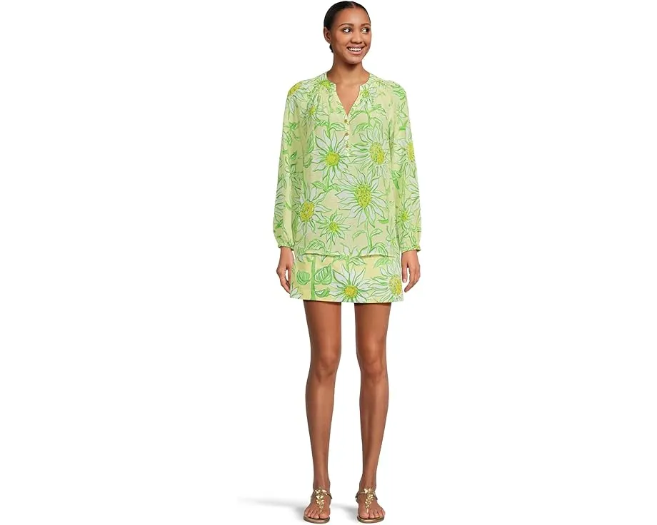 Блуза свободного кроя Elsa Top от Lilly Pulitzer из струящегося шелка с воротником на резинке
