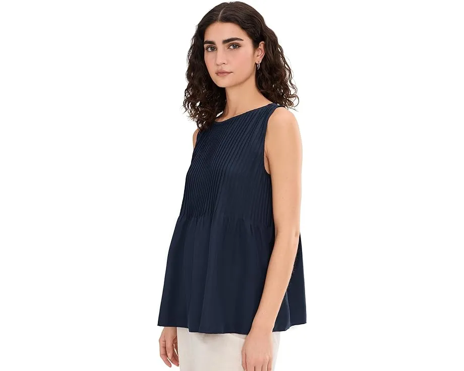 Топ Eileen Fisher из плиссированного шелка с вырезом лодочкой