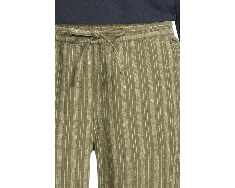 Полосковые брюки L.L.Bean Premium Linen Breezy с поясом на резинке и прямым кроем