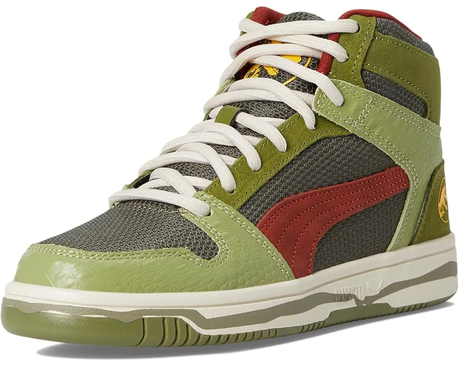 Кроссовки PUMA Kids Rebound Layup Mid Jurassic World с тематическим дизайном
