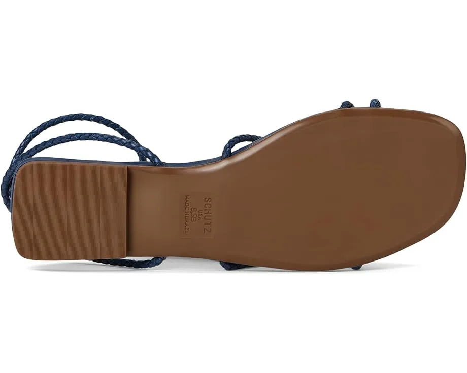 Босоножки Schutz Kaya Straw Flat с квадратным носком и соломенным верхом