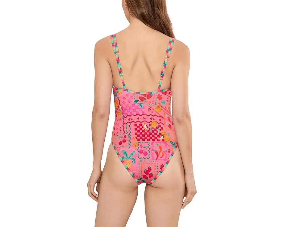 Цельный купальник Naomi с фруктовым принтом и двойными бретелями