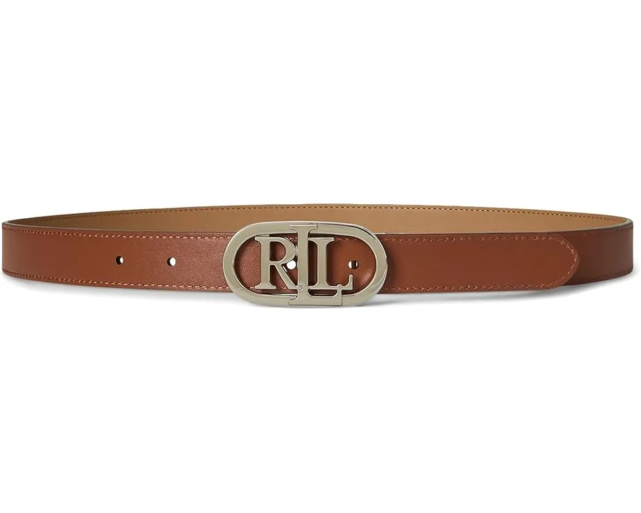 Двусторонний узкий кожаный ремень Lauren Ralph Lauren с овальной пряжкой