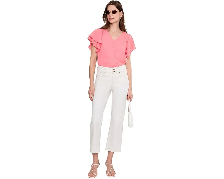 Блузка CeCe с двойным пышным рукавом и сборкой на плечах из жоржета