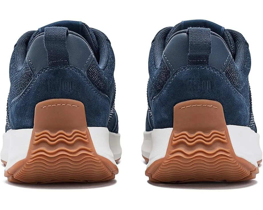 Кроссовки FitFlop F-mode Flow Crystal из денима и замши с кристаллами