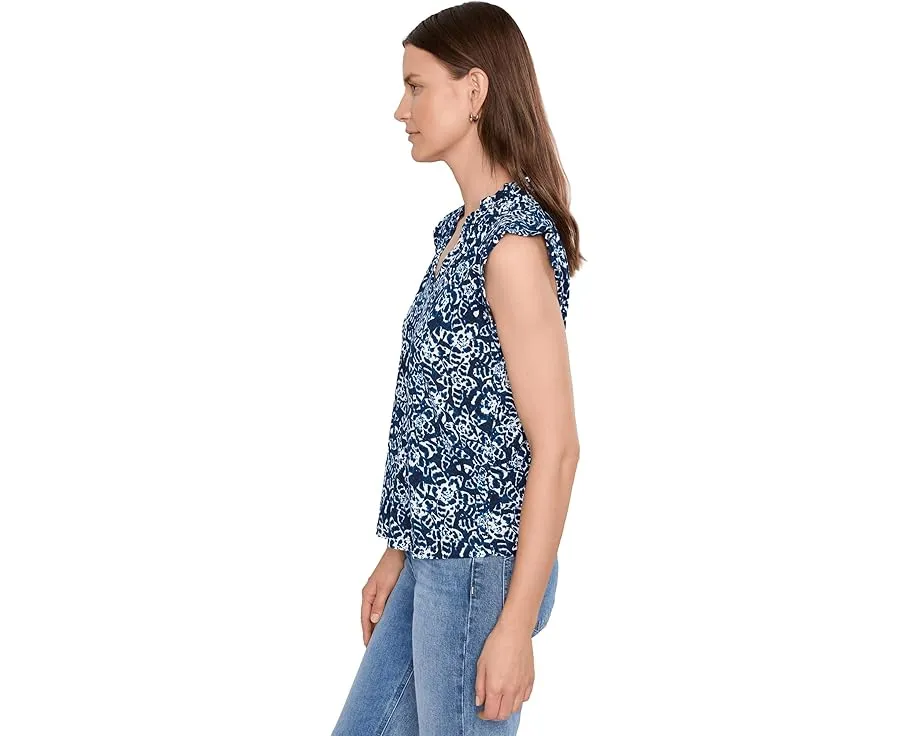 Топ NIC+ZOE Shibori Lilies с рукавом и принтом индиго