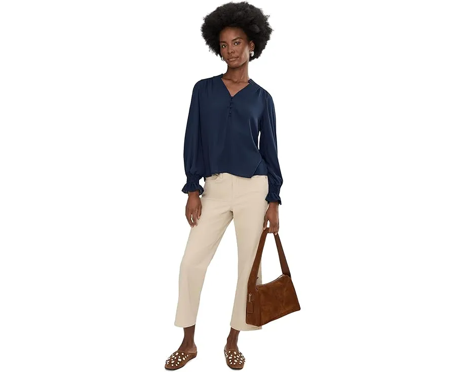 Блузка CeCe с длинным рукавом и сборками на планке