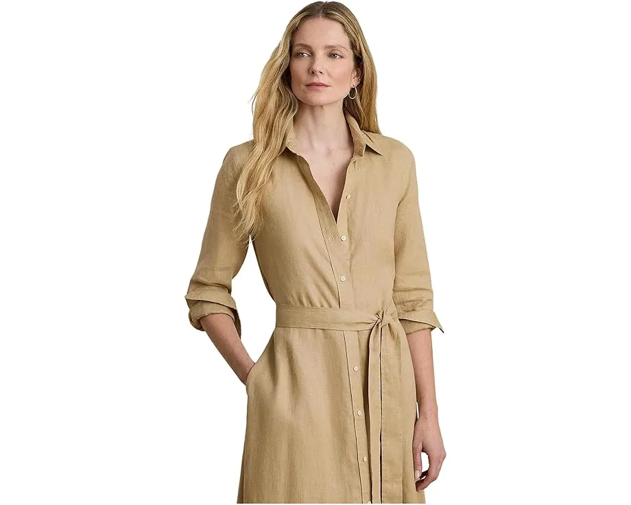 Платье-рубашка Lauren Ralph Lauren из льна с поясом